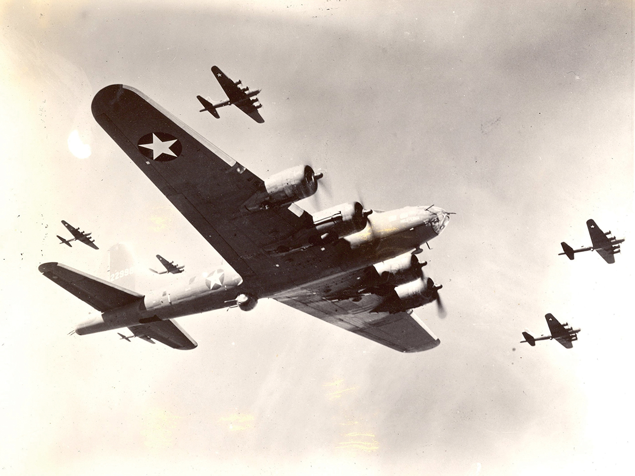 Bomber planes flying