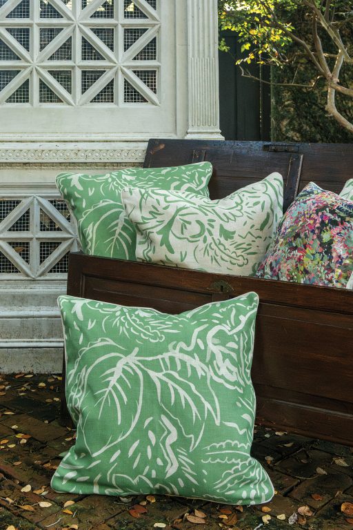 Outdoor pillows in a storage chest