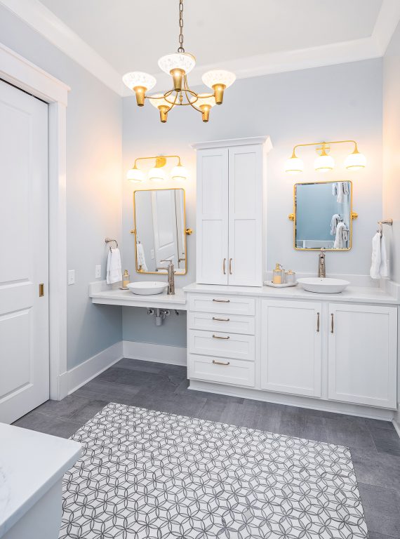 A luxury bathroom with his and hers sinks