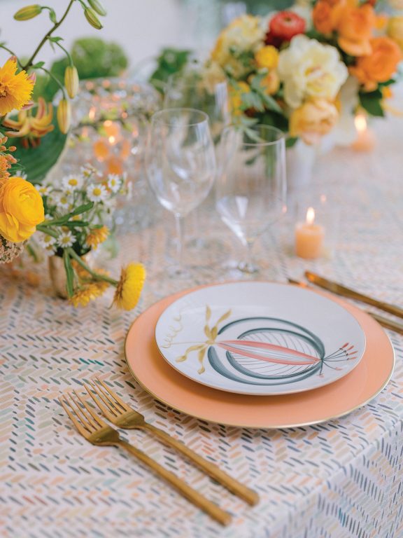 A place setting at a wedding reception