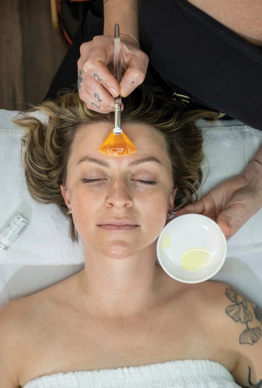 Woman getting a facial