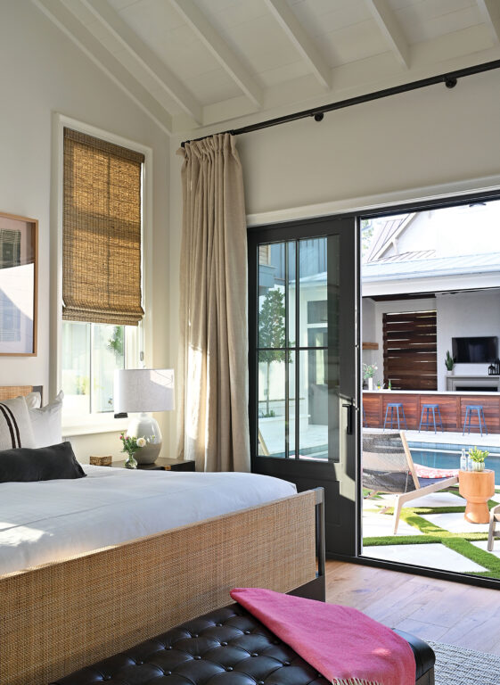 Bedroom with sliding door to the pool deck
