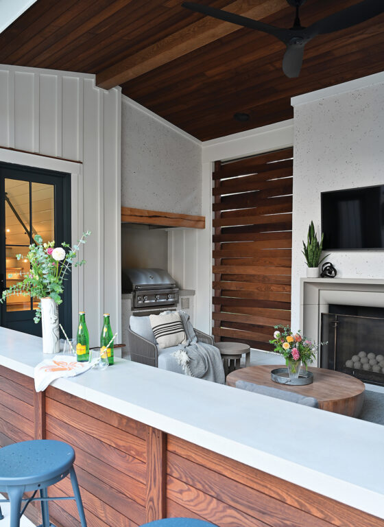 Outdoor fireplace and bar