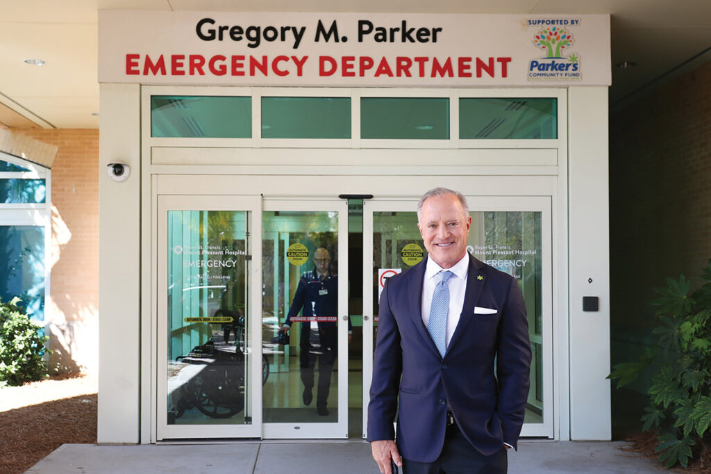Giving Back: Savannah businessman Greg Parker in front of the Memorial Hospital ER