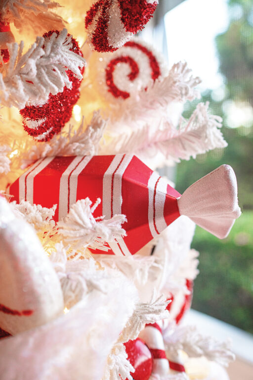 A candy-themed Christmas tree