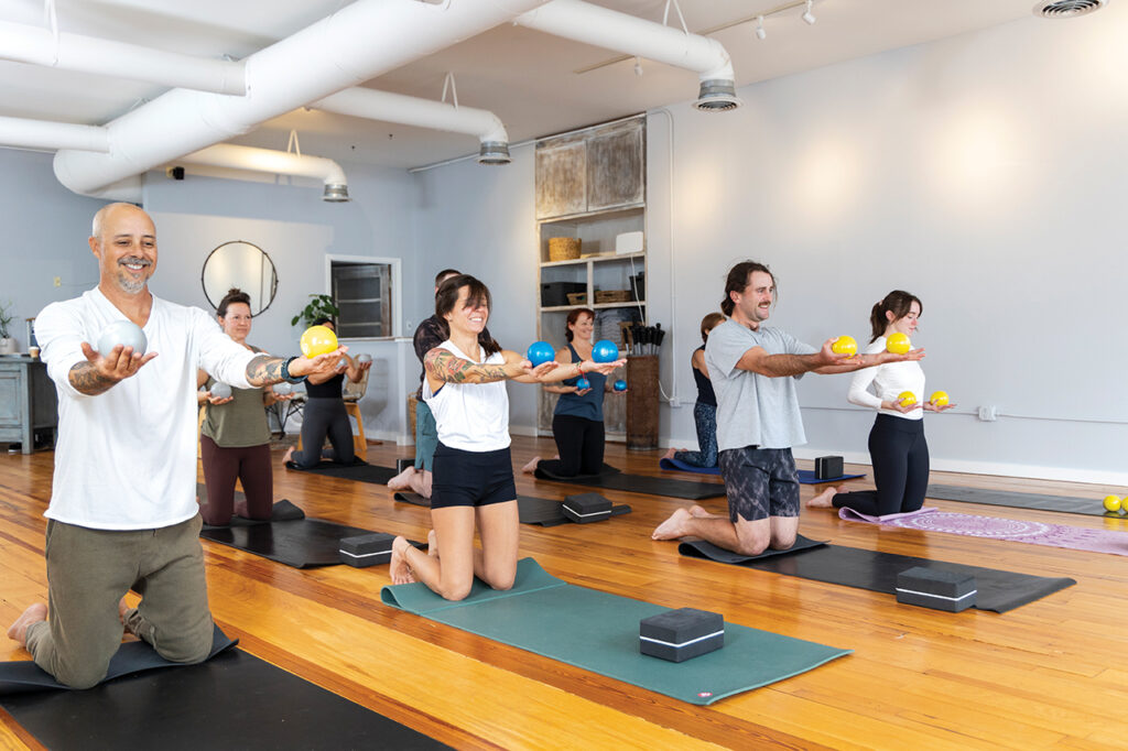 People doing yoga
