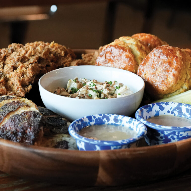 Tray of breads and dips