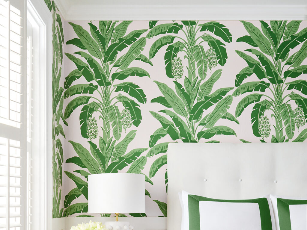 wallpaper with a green banana tree design