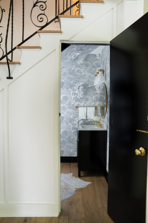 Powder room under a staircase
