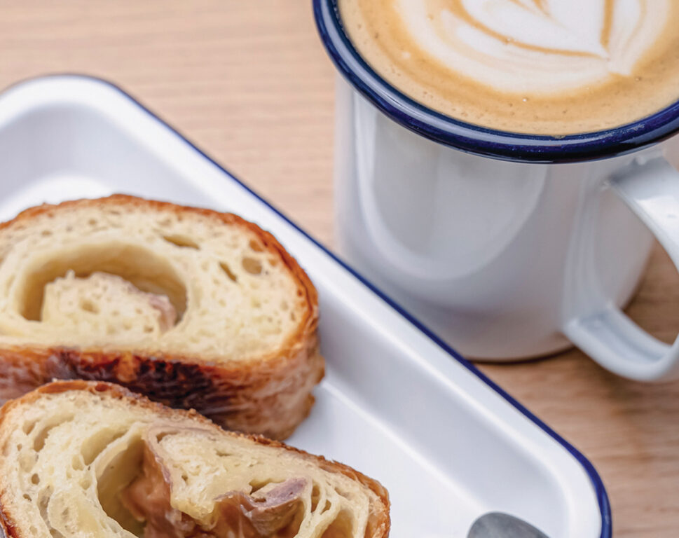 Latte and breakfast bread