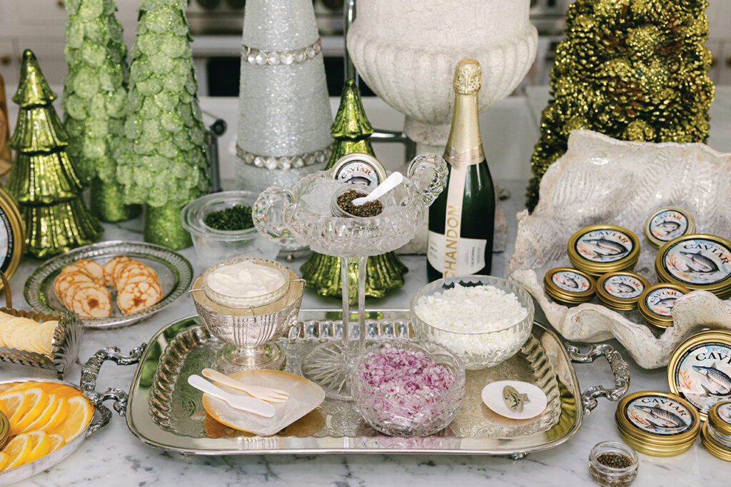 a charcuterie arrangement with caviar
