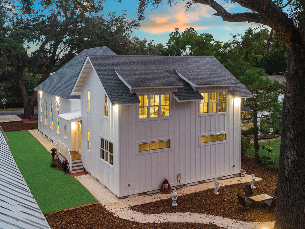 Exterior of a former church renovated into a home
