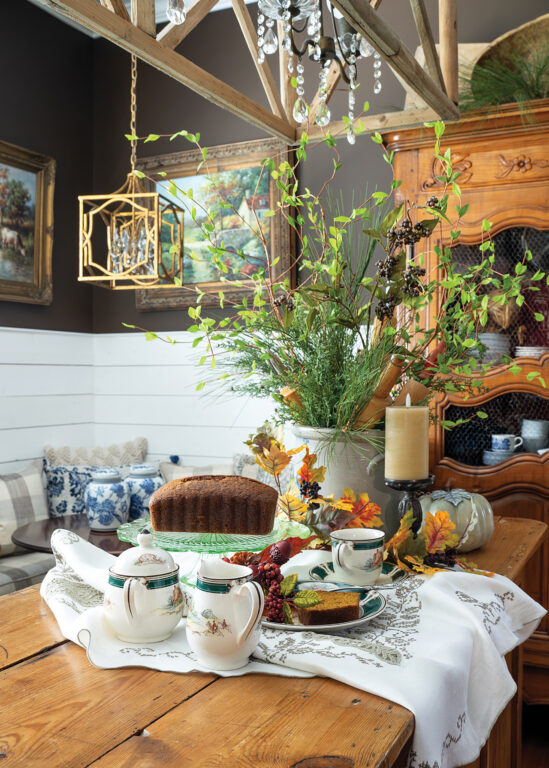 Tea service on a wooden table