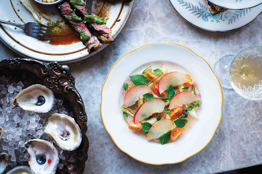 oysters and salad