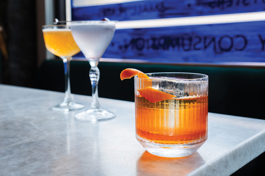 Cocktails on a bar