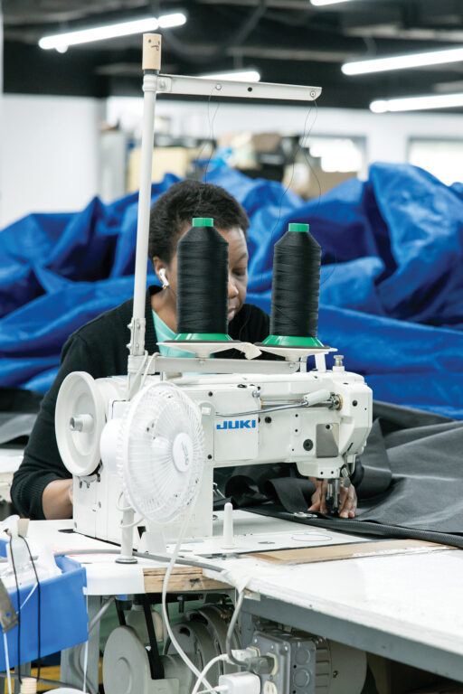 a woman at a sewing machine