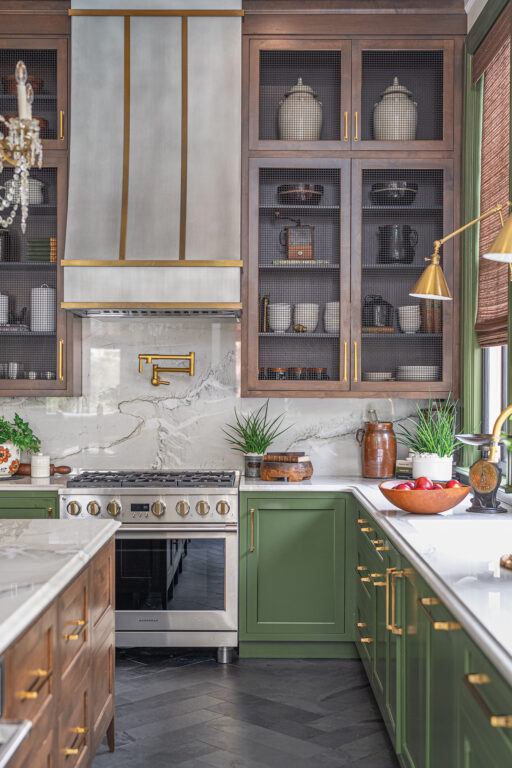 A high-end kitchen with custom storage by Custom Cabinets