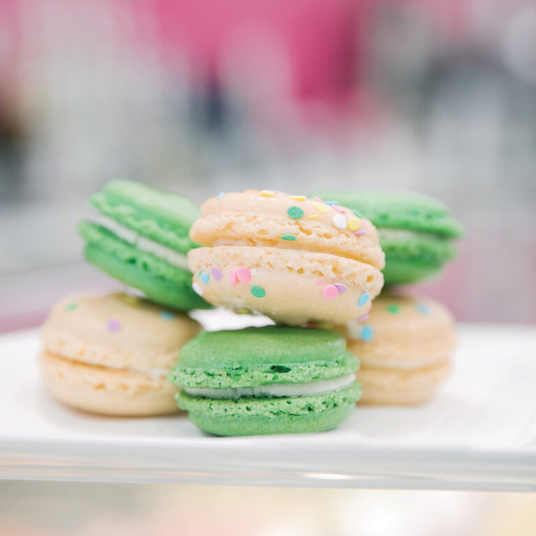 White and green macarons