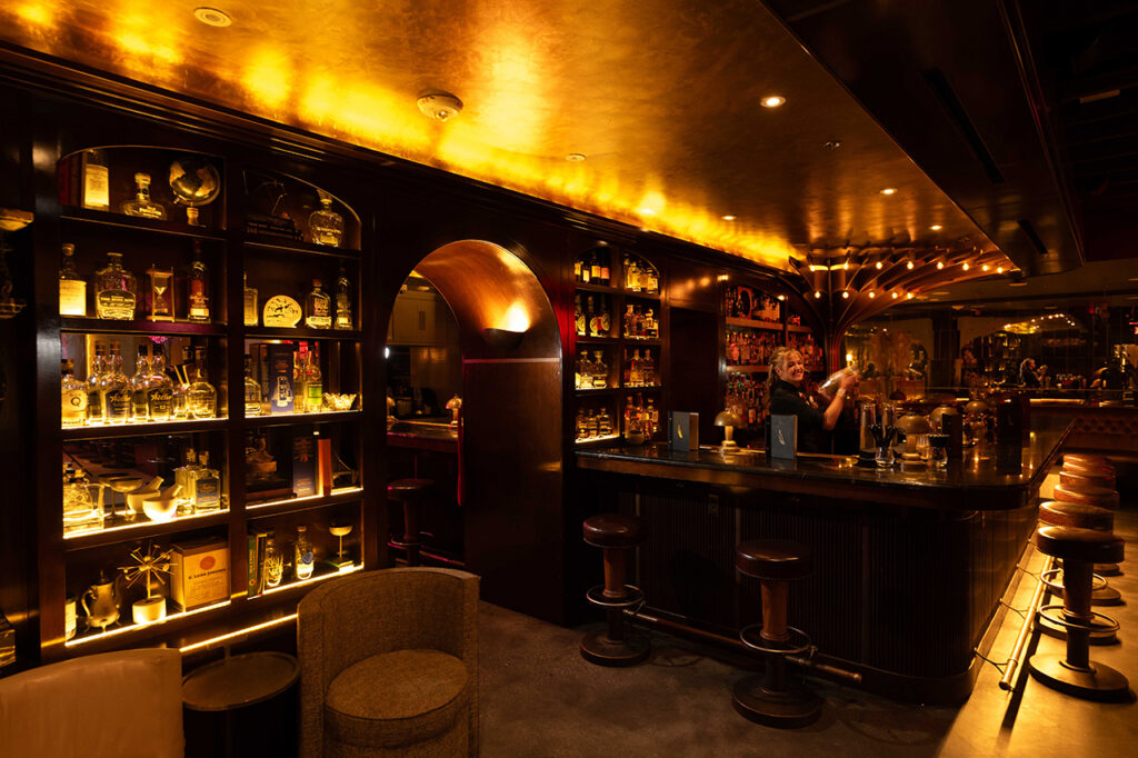 The bar at Peacock Lounge