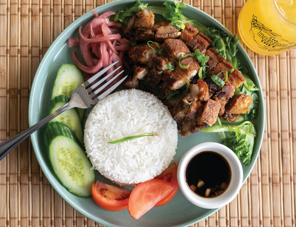 Grilled liempo and rice from Narra Tree